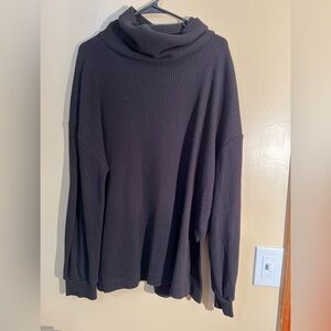 Women’s GAP Black Long Sleeve Mock Neck Henley Sweater Size Large